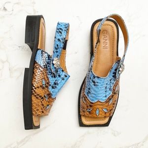 Ganni Snake Embossed leather Sandals